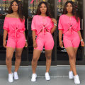 Custom Logo 2020 Summer Two Piece Suit Short Set Women Clothing